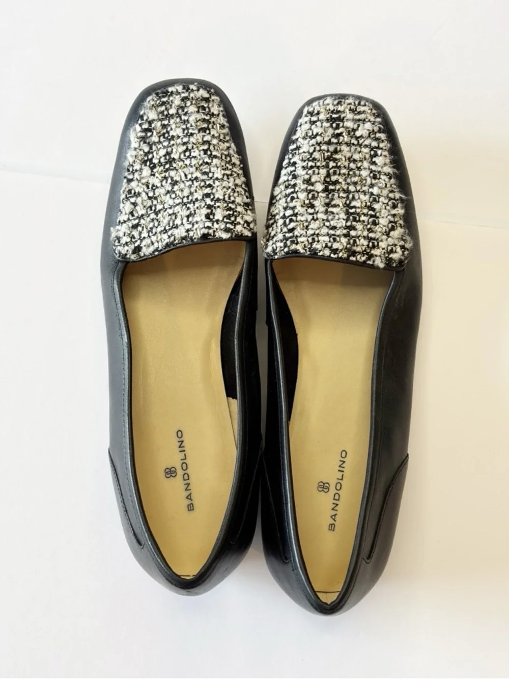 Bandolino Tweed Cap Toe Loafers Black White Flats BDLiberty Size 7.5 - Picture 1 of 10